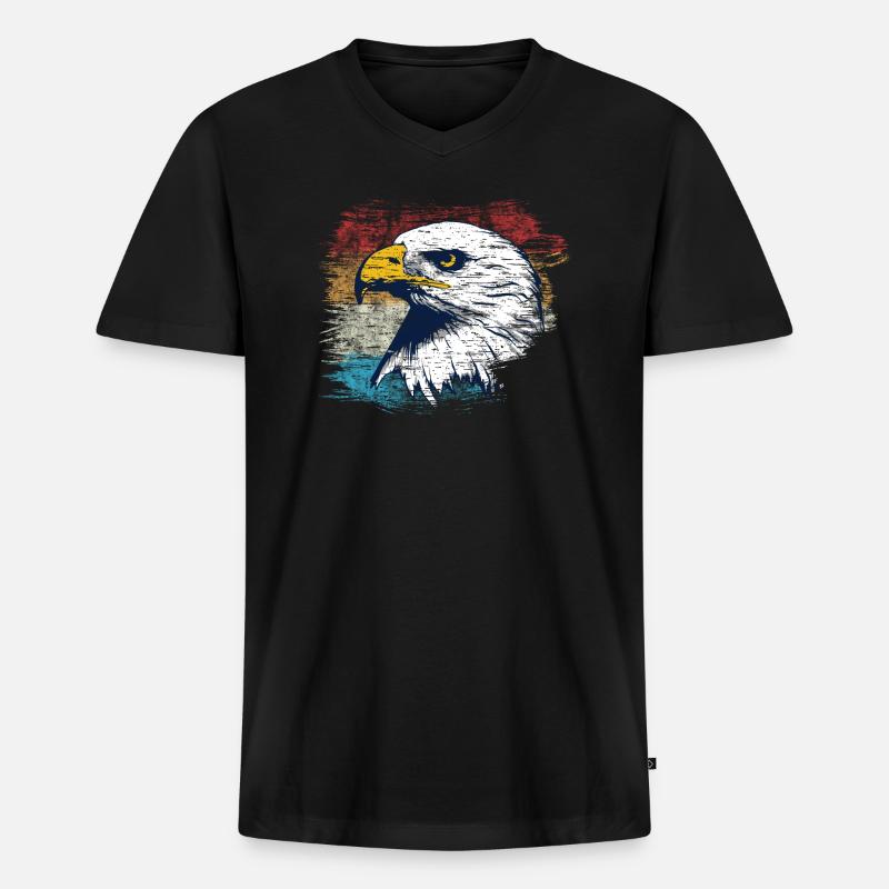 Adler - Männer Premium Bio T-Shirt mit V-Ausschnitt - Schwarz