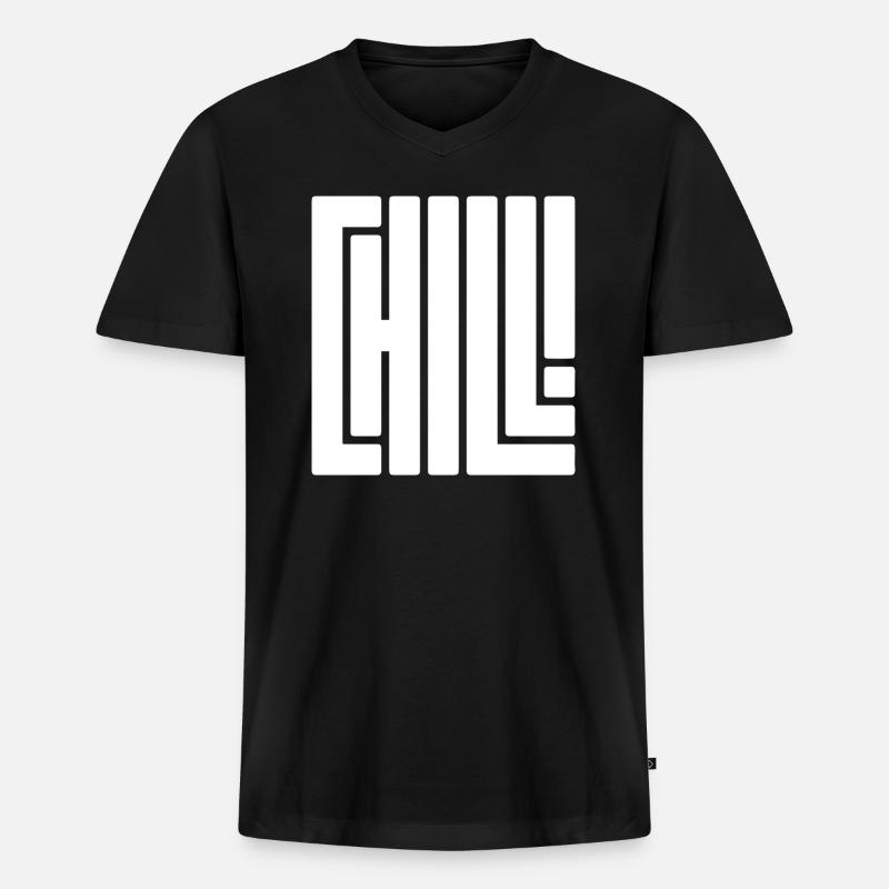 Chill - Männer Premium Bio T-Shirt mit V-Ausschnitt - Schwarz
