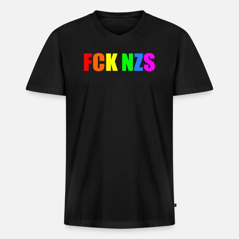 Fck nzs - Männer Premium Bio T-Shirt mit V-Ausschnitt - Schwarz