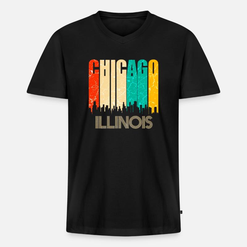 Chicago - Männer Premium Bio T-Shirt mit V-Ausschnitt - Schwarz
