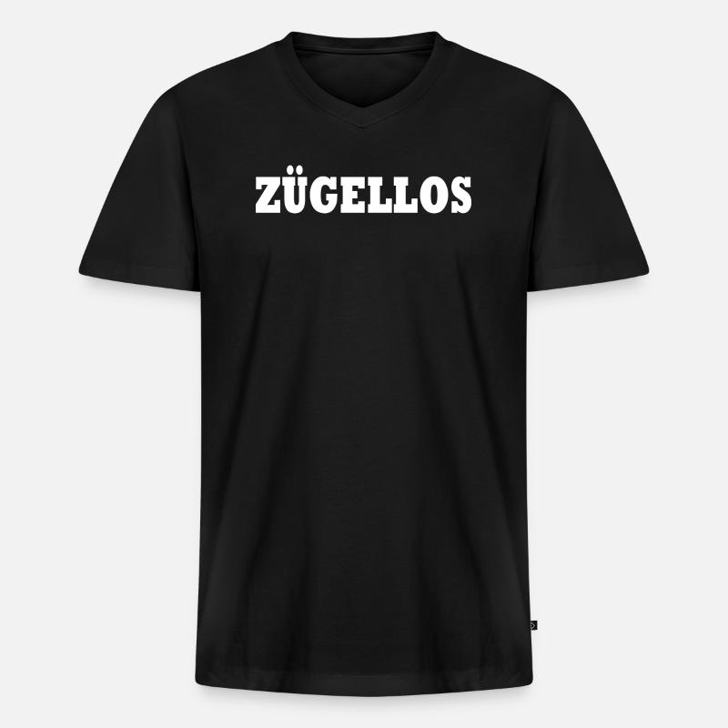 zügellos - Männer Premium Bio T-Shirt mit V-Ausschnitt - Schwarz