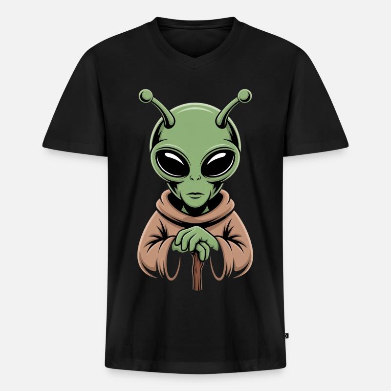 Alioda - Männer Premium Bio T-Shirt mit V-Ausschnitt - Schwarz