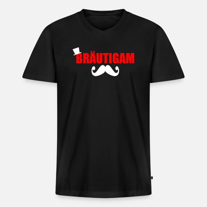 bräutigam - Männer Premium Bio T-Shirt mit V-Ausschnitt - Schwarz