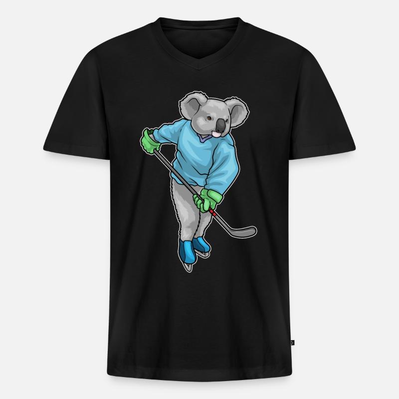 Koala Eishockey Eishockeyschläger - Männer Premium Bio T-Shirt mit V-Ausschnitt - Schwarz