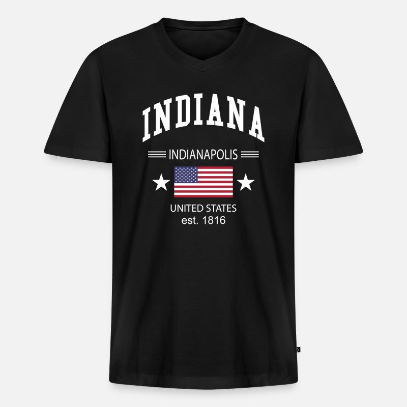 Indiana - Männer Premium Bio T-Shirt mit V-Ausschnitt - Schwarz