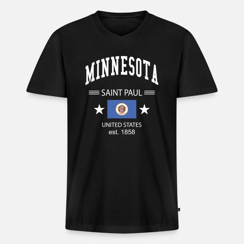 Minnesota - Männer Premium Bio T-Shirt mit V-Ausschnitt - Schwarz