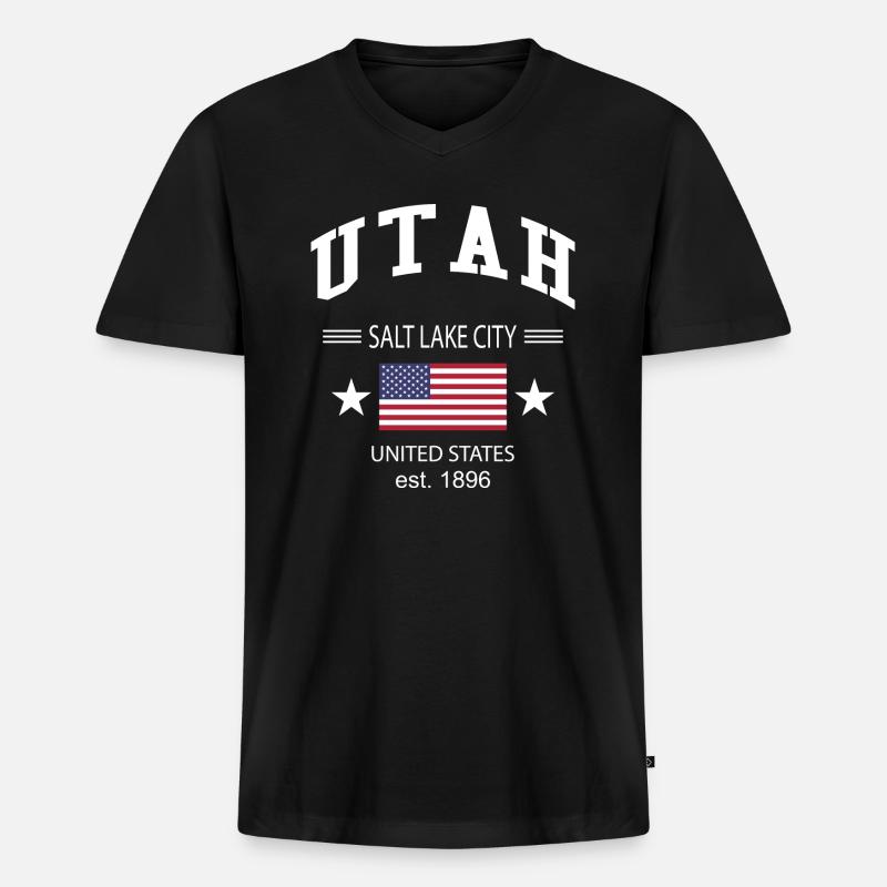 Utah - Männer Premium Bio T-Shirt mit V-Ausschnitt - Schwarz