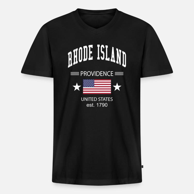 Rhode Island - Männer Premium Bio T-Shirt mit V-Ausschnitt - Schwarz