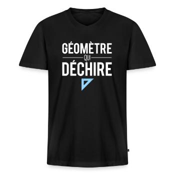 Cadeau géomètre qui déchire papa géomètre humour - T-shirt encolure en V Premium bio Homme - noir - Devant - Nico (187cm)