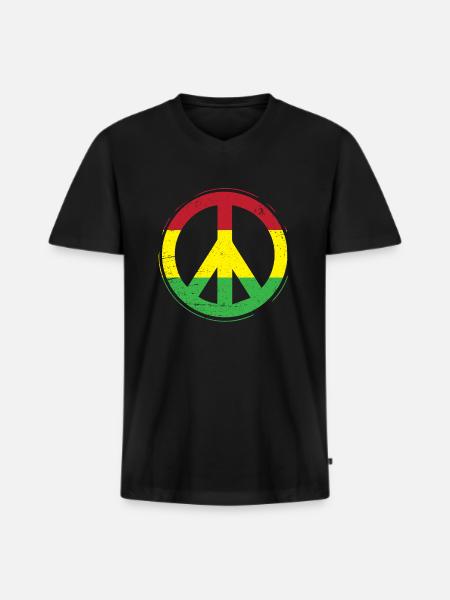 Peace Reggae Rastafari Ska Gift - Men's Premium Organic T-shirt with V-neck - black