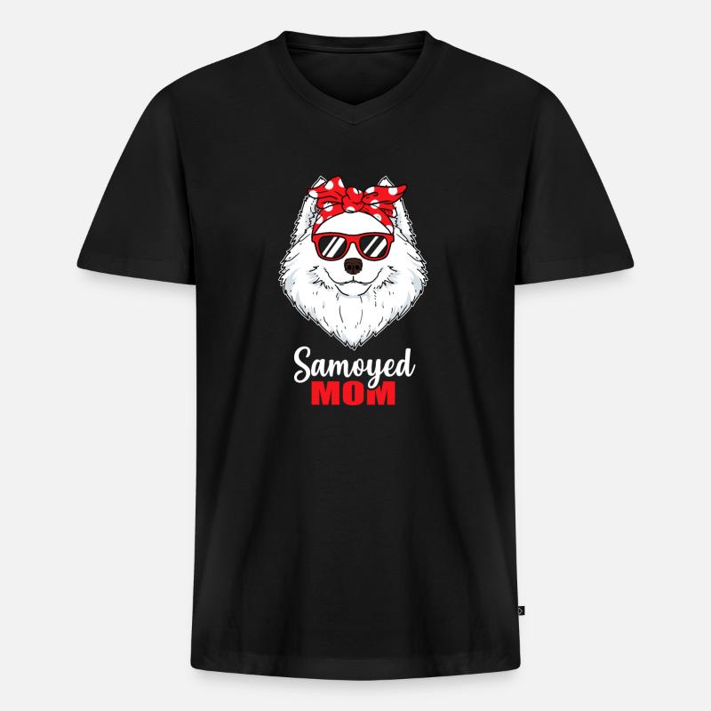 Samojede Hunde Mama Geschenk - Männer Premium Bio T-Shirt mit V-Ausschnitt - Schwarz