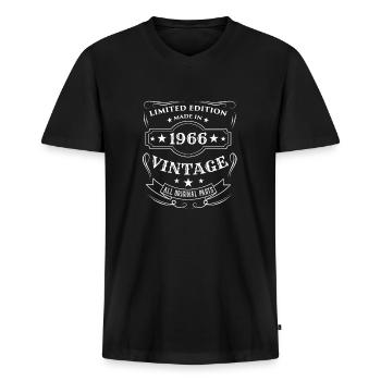 Vintage 1966 Geburtstag Geschenk Limited Edition - Männer Premium Bio T-Shirt mit V-Ausschnitt - Schwarz - Vorne - Nico (187cm)
