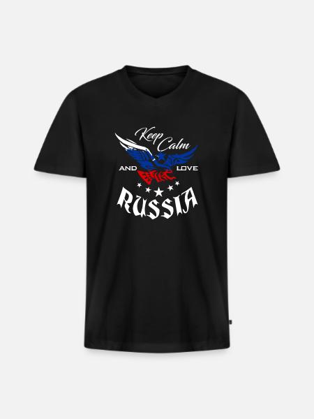 Russia - Männer Premium Bio T-Shirt mit V-Ausschnitt - Schwarz