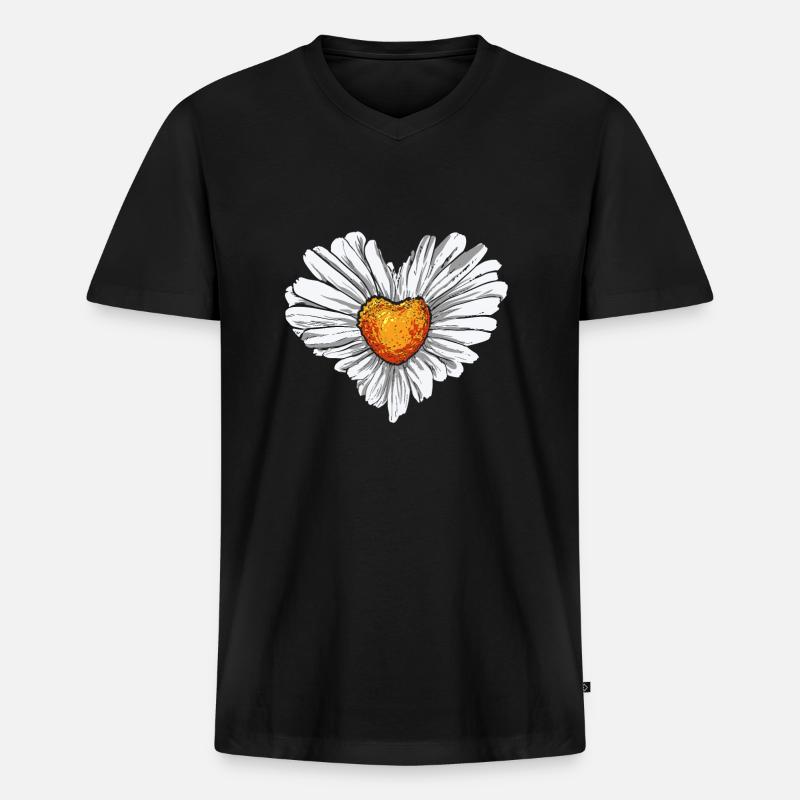 Gänseblümchen Gartenarbeit Gärtner Hobbygärtner - Männer Premium Bio T-Shirt mit V-Ausschnitt - Schwarz