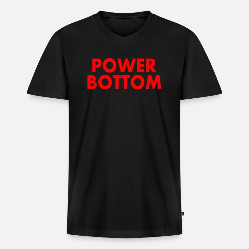 Power bottom - Männer Premium Bio T-Shirt mit V-Ausschnitt - Schwarz