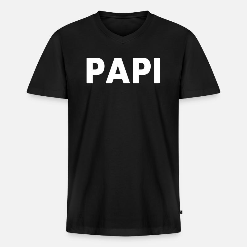 Papi - Männer Premium Bio T-Shirt mit V-Ausschnitt - Schwarz