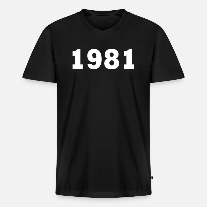 1981 - Männer Premium Bio T-Shirt mit V-Ausschnitt - Schwarz