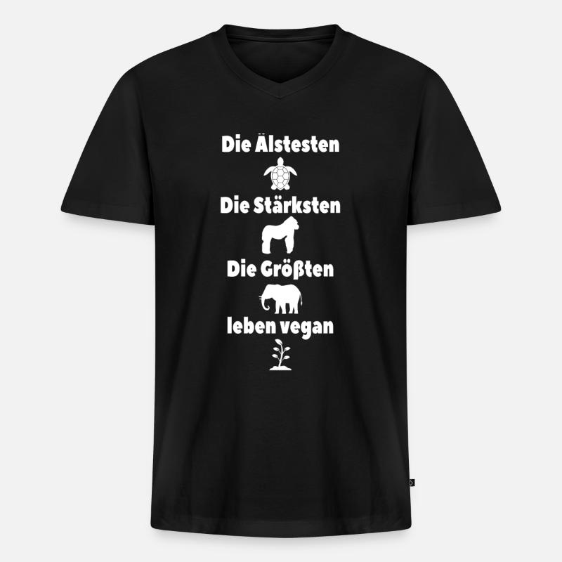 Vegan - Männer Premium Bio T-Shirt mit V-Ausschnitt - Schwarz