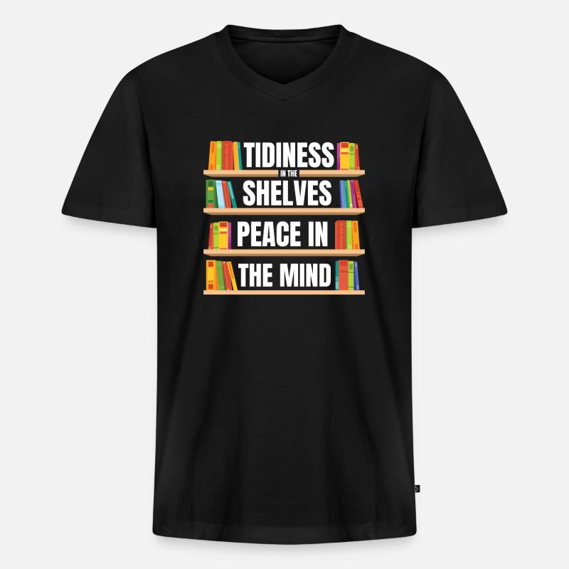 Bibliotheksassistent - Männer Premium Bio T-Shirt mit V-Ausschnitt - Schwarz