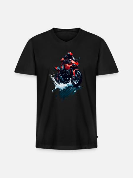 Sportmotorrad - Männer Premium Bio T-Shirt mit V-Ausschnitt - Schwarz