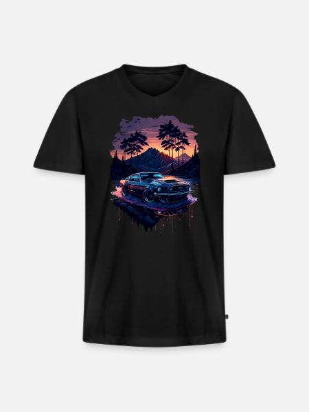 Klassisk sportsvogn - Premium økologisk T-shirt med V-hals til mænd - sort