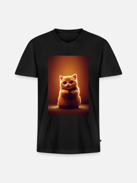 super cute cat - Männer Premium Bio T-Shirt mit V-Ausschnitt - Schwarz
