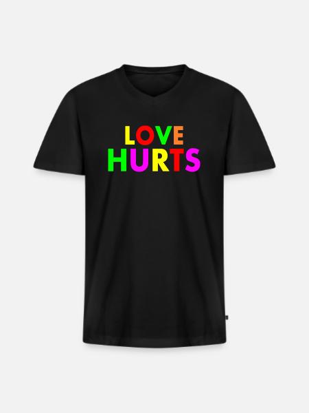 Love hurts - Men's Premium Organic T-shirt with V-neck - black