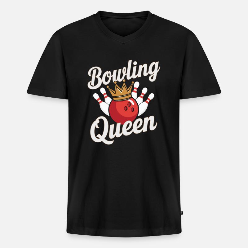 Bowling Queen Bowler - Männer Premium Bio T-Shirt mit V-Ausschnitt - Schwarz