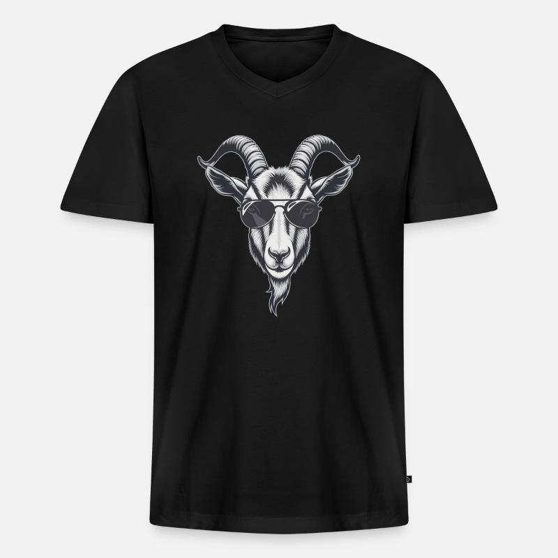 Ziege Ziegenbock - Männer Premium Bio T-Shirt mit V-Ausschnitt - Schwarz