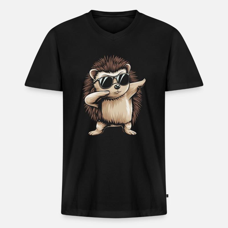 Igel - Männer Premium Bio T-Shirt mit V-Ausschnitt - Schwarz