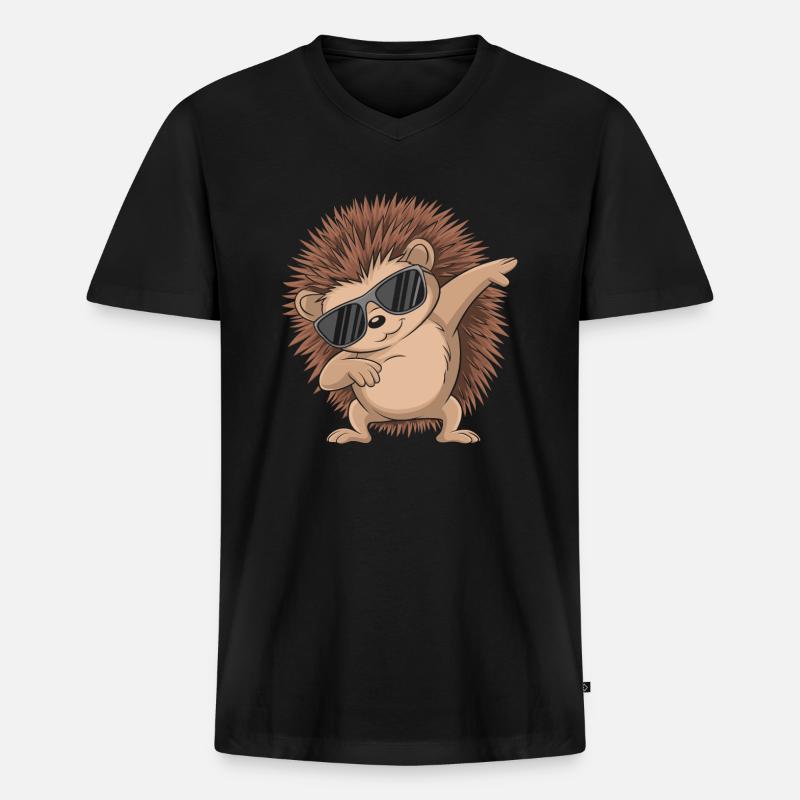 Igel - Männer Premium Bio T-Shirt mit V-Ausschnitt - Schwarz