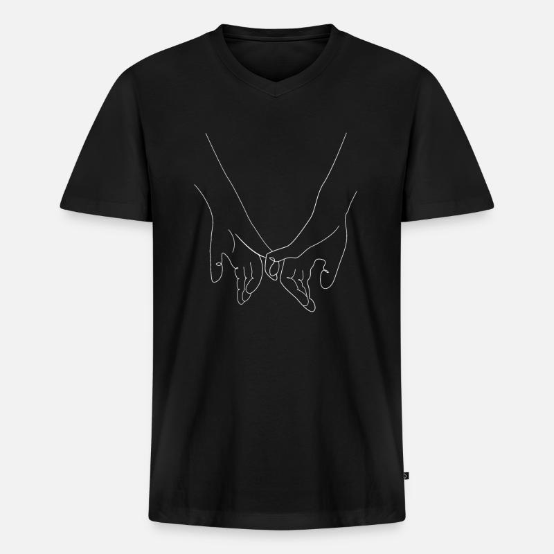 Hände Onelineart - Männer Premium Bio T-Shirt mit V-Ausschnitt - Schwarz