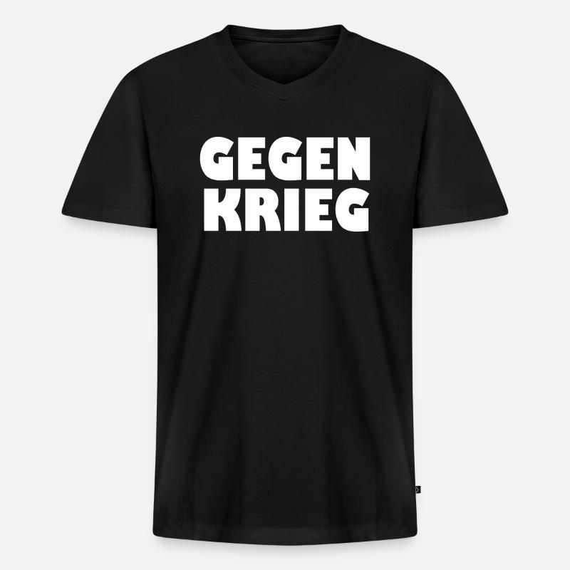 Gegen krieg - Männer Premium Bio T-Shirt mit V-Ausschnitt - Schwarz