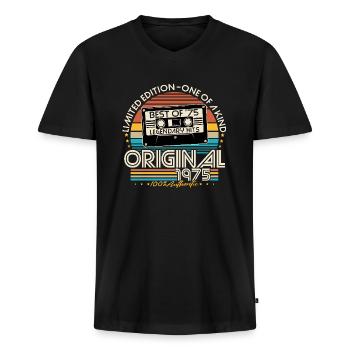 1975 Jahrgang Vintage Geburtstag Retro Geschenk - Männer Premium Bio T-Shirt mit V-Ausschnitt - Schwarz - Vorne - Nico (187cm)