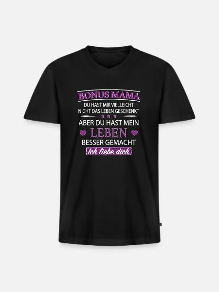Bonus Mama - Männer Premium Bio T-Shirt mit V-Ausschnitt - Schwarz