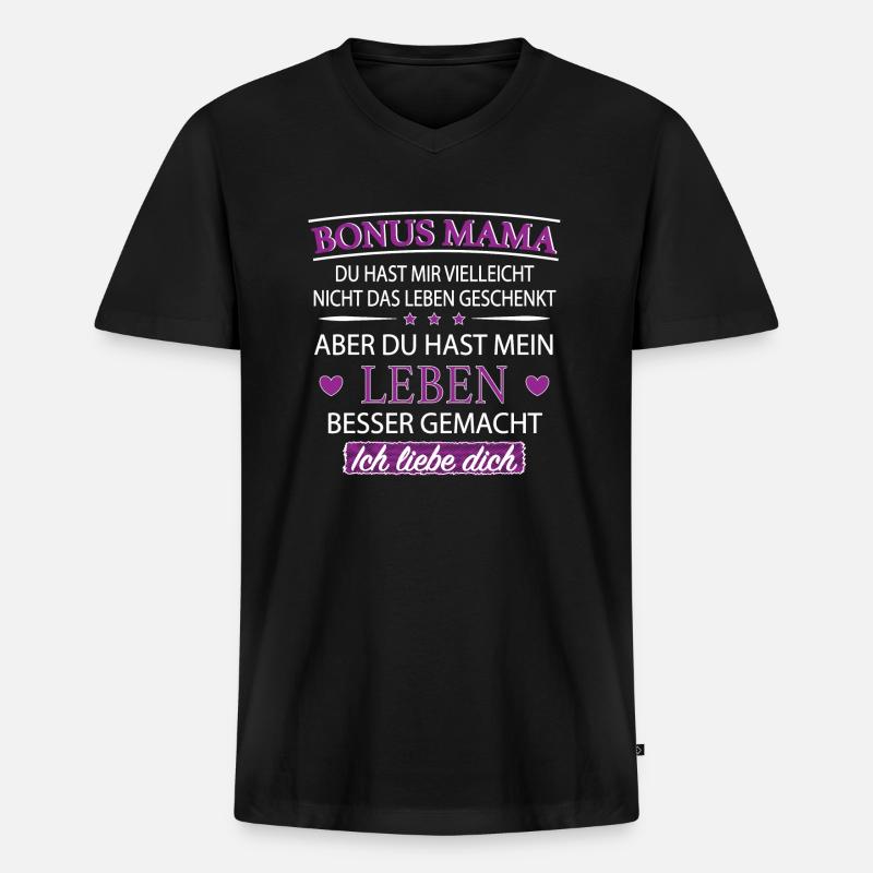 Bonus Mama - Männer Premium Bio T-Shirt mit V-Ausschnitt - Schwarz