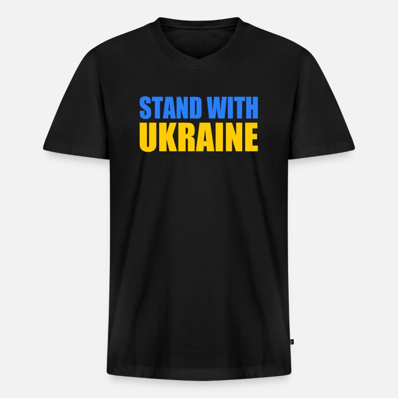 stand with ukraine - Männer Premium Bio T-Shirt mit V-Ausschnitt - Schwarz