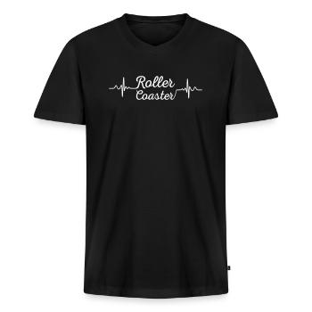 Heart Beat Roller Coaster - Männer Premium Bio T-Shirt mit V-Ausschnitt - Schwarz - Vorne - Nico (187cm)