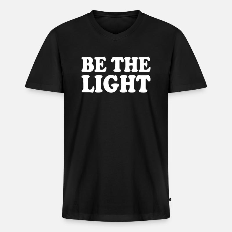 Be the light - Männer Premium Bio T-Shirt mit V-Ausschnitt - Schwarz