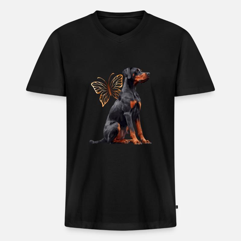 Dobermann - Männer Premium Bio T-Shirt mit V-Ausschnitt - Schwarz