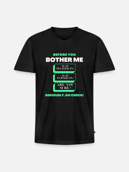 Før du generer mig Funny Tech Support Checklist - Premium økologisk T-shirt med V-hals til mænd - sort
