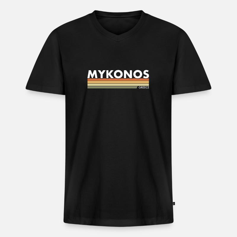 Mykonos Hellas gresk gresk - Premium økologisk T-skjorte med V-hals for menn - svart