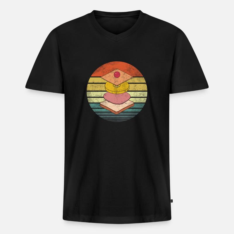 Toast Hawaii gestapelt Retro Sunset - Männer Premium Bio T-Shirt mit V-Ausschnitt - Schwarz