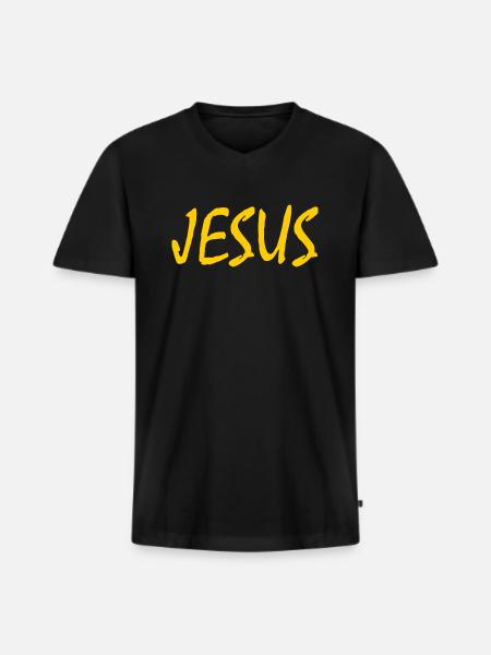 Jesus - Men's Premium Organic T-shirt with V-neck - black