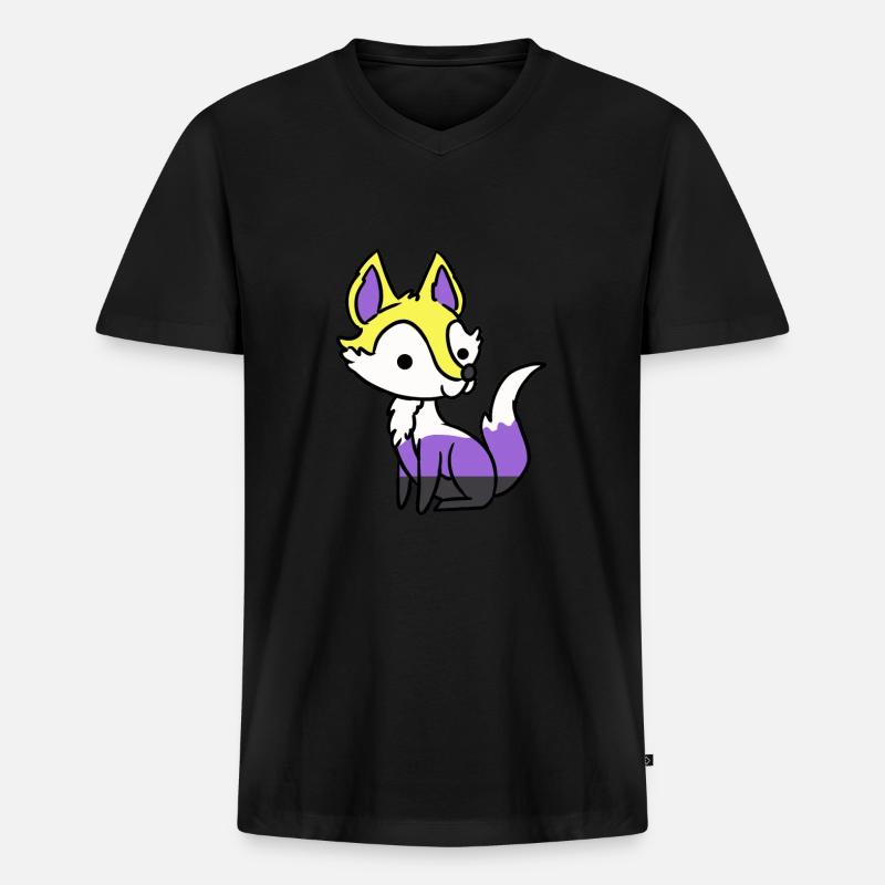 Nonbinärer Fuchs Nonbinary Pride - Männer Premium Bio T-Shirt mit V-Ausschnitt - Schwarz