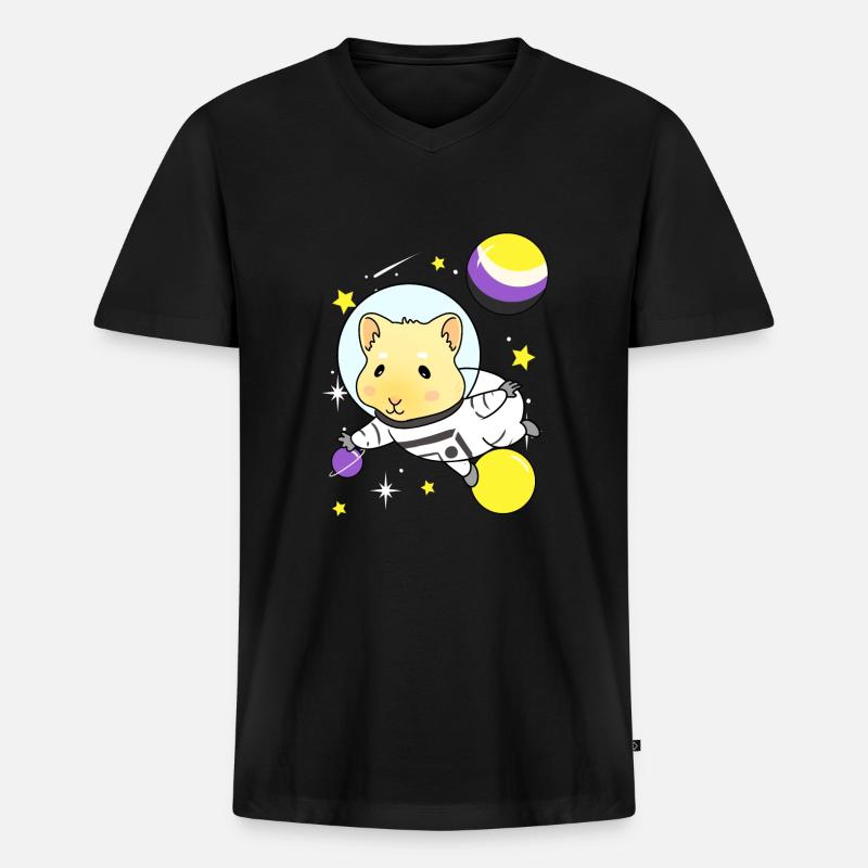 Nichtbinäres Meerschweinchen Nonbinary Pride - Männer Premium Bio T-Shirt mit V-Ausschnitt - Schwarz