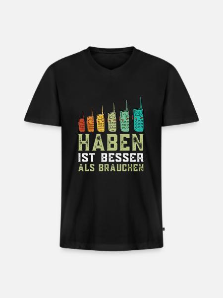 Amateurfunken Hobby Funker Funkgerät - Männer Premium Bio T-Shirt mit V-Ausschnitt - Schwarz