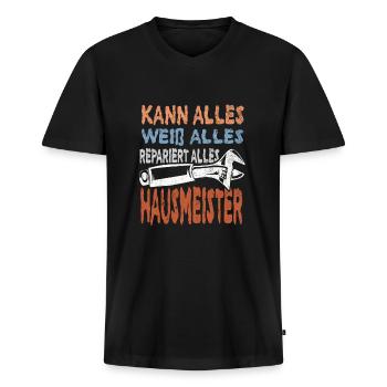 Hausmeister Hauswart Haustechniker - Männer Premium Bio T-Shirt mit V-Ausschnitt - Schwarz - Vorne - Nico (187cm)