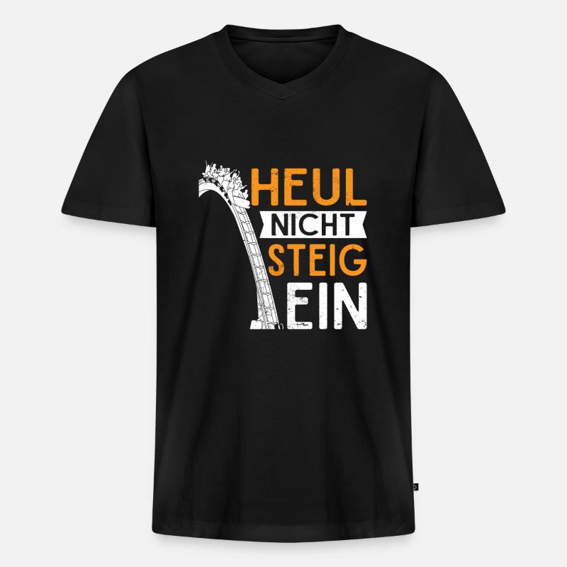 Achterbahn Freizeitpark Rollercoaster - Männer Premium Bio T-Shirt mit V-Ausschnitt - Schwarz