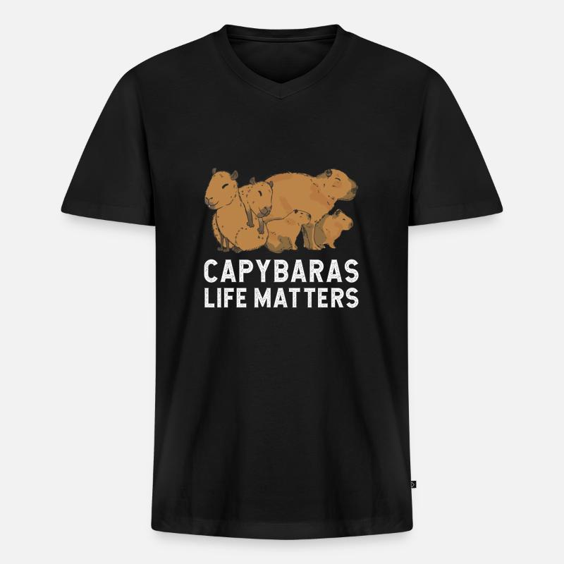 Capybara Caipibara - Männer Premium Bio T-Shirt mit V-Ausschnitt - Schwarz
